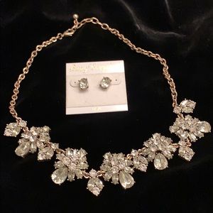 Rhinestone & faux crystal 20” necklace & earrings